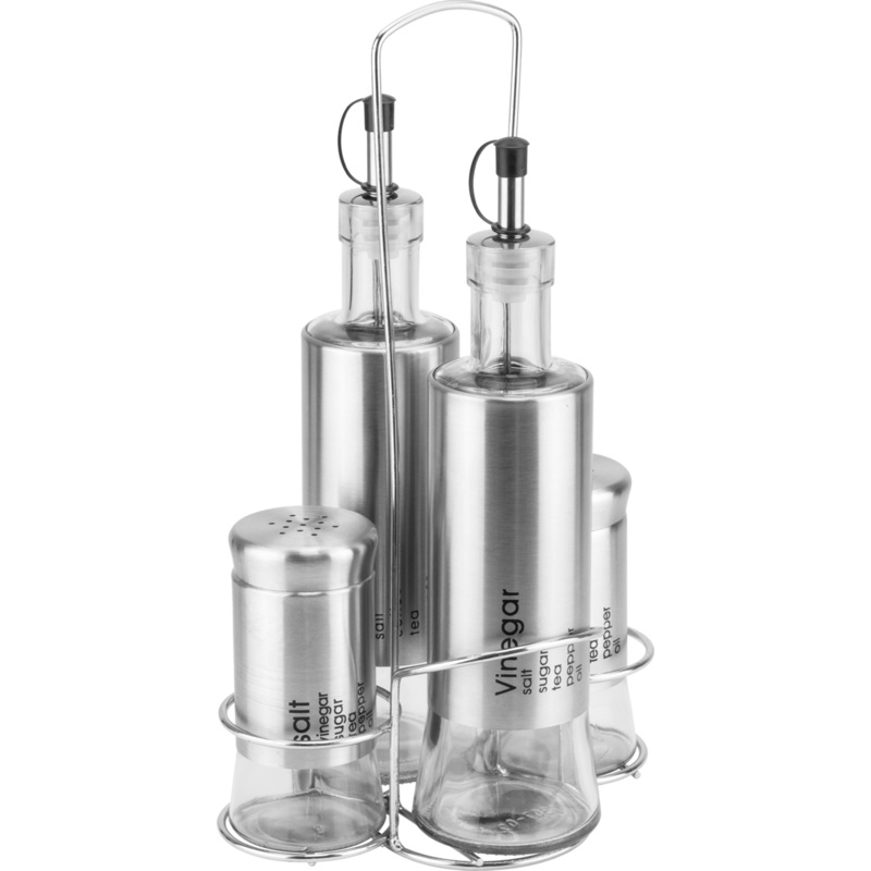 Condiment set 5 piece "Chrome"