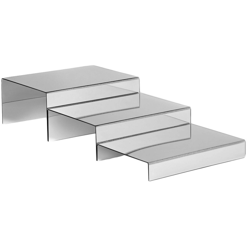Rectangular display stand with mirror steps 35x26x10cm