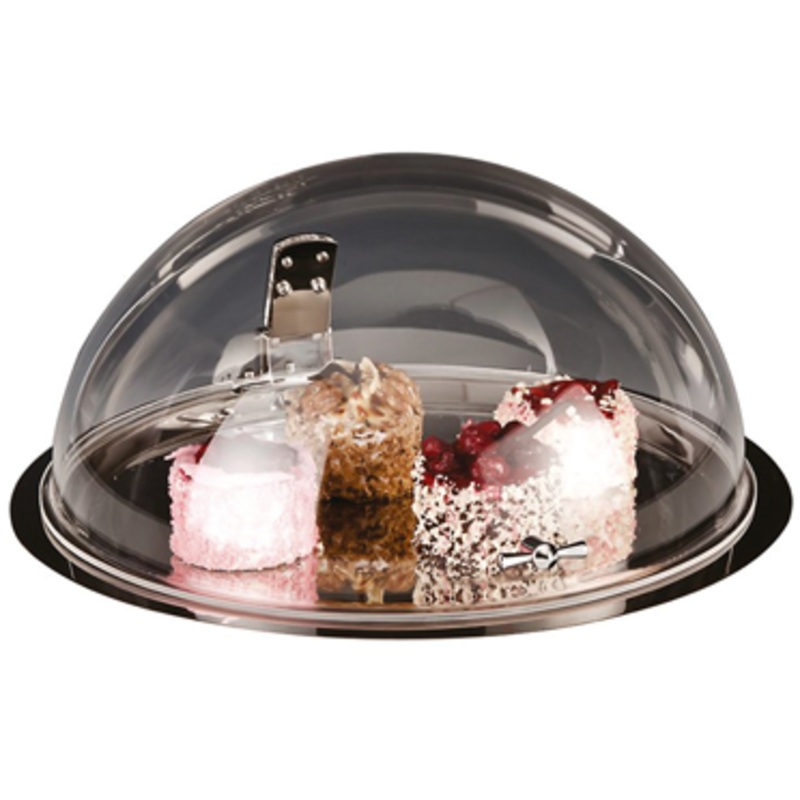 Round stainless steel tray with cover 42.5cm