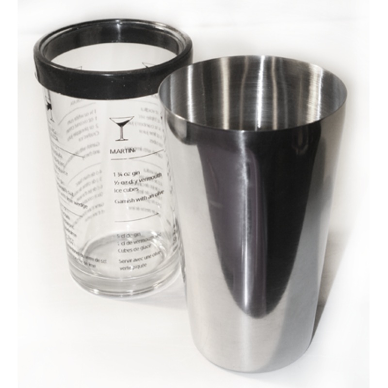 Glass Boston shaker with cocktail recipe print 600ml