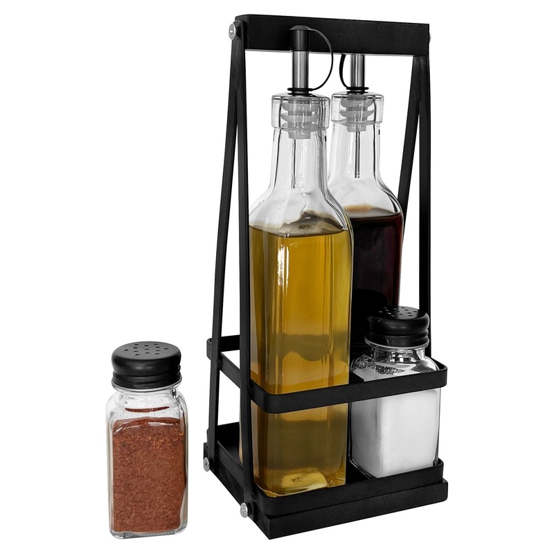Hella Black condiment set "Wood/Metal" 4 pcs