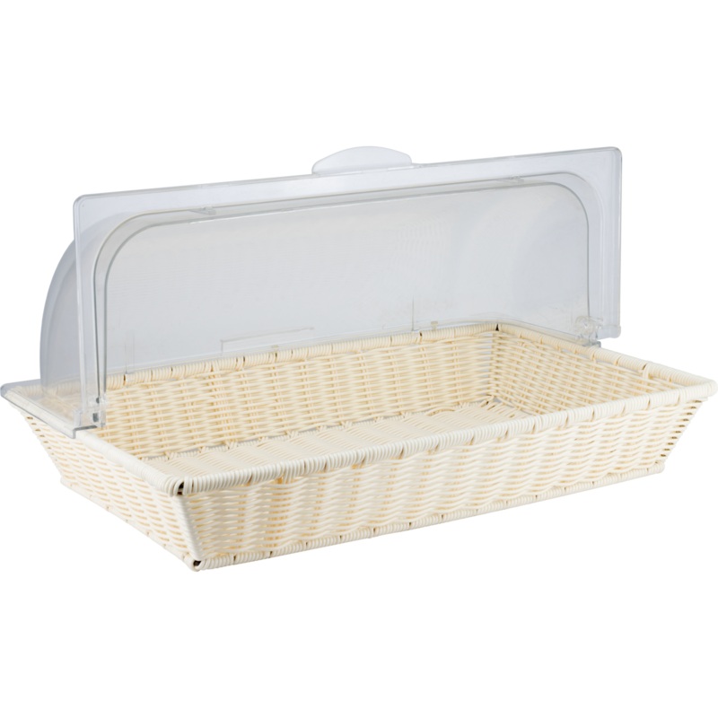 Rectangular bread basket with roll top lid 53cm