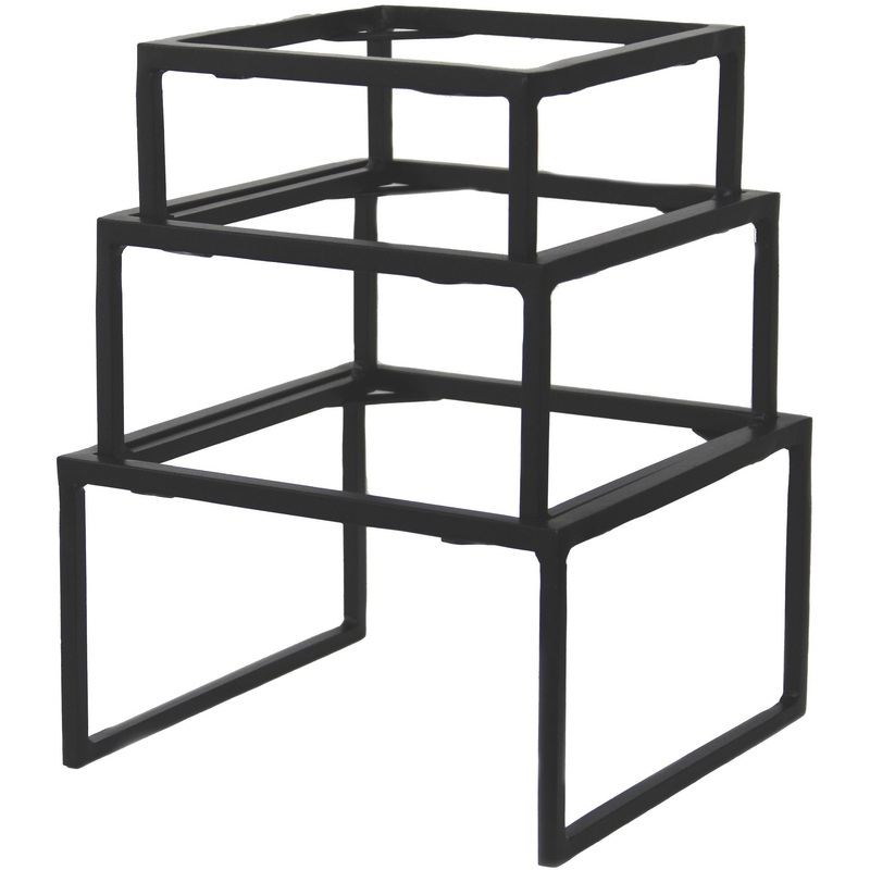 Old School Set of three square rod riser buffet display stands