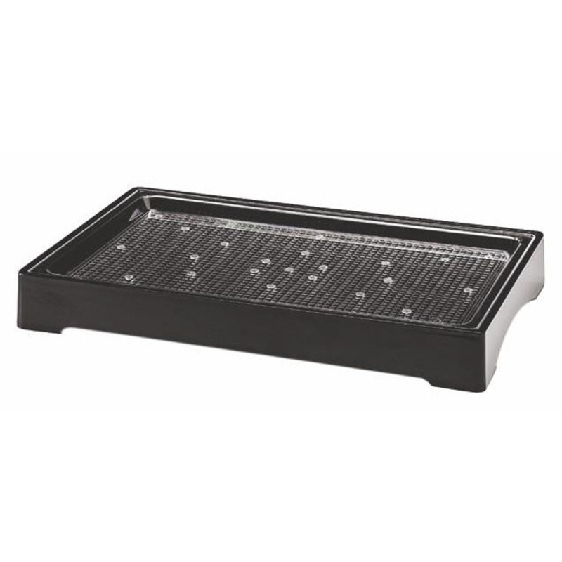 Rectangular black polycarbonate tray 55cm
