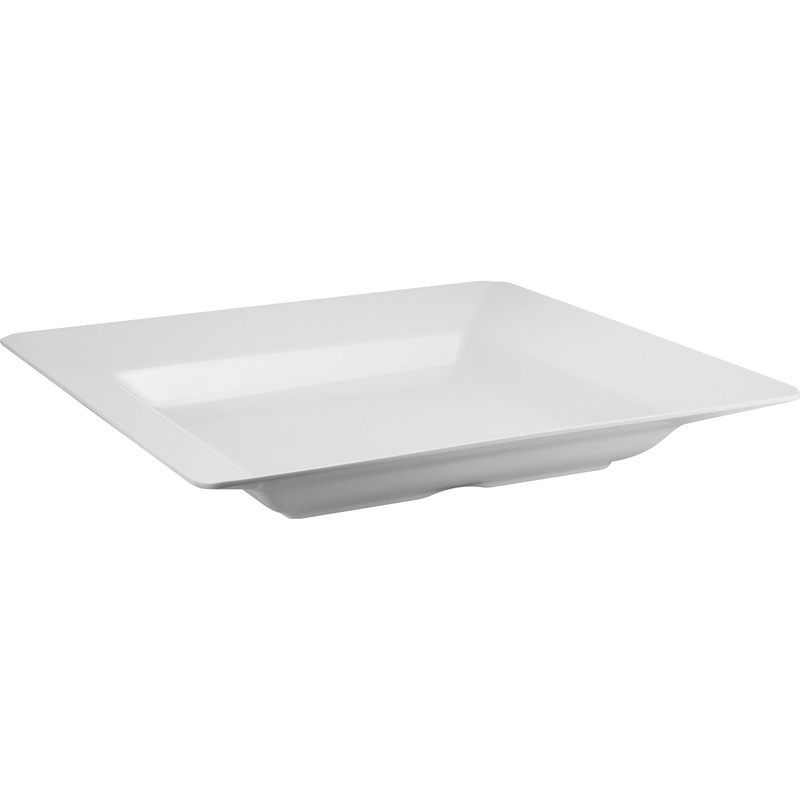 Square deep melamine plate white 46cm