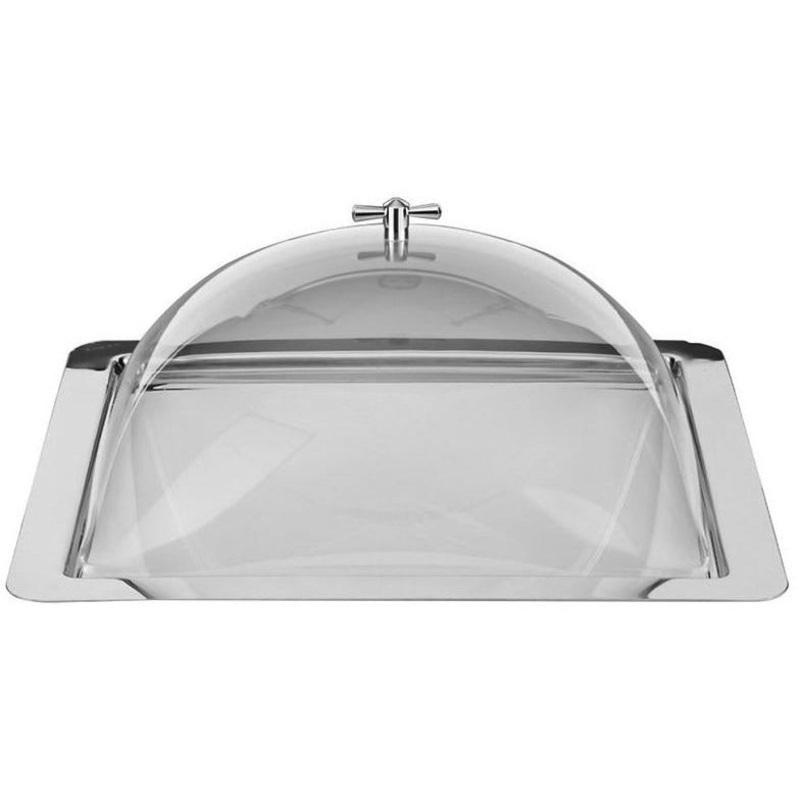Stainless steel square tray with acrylic cover 46x18cm