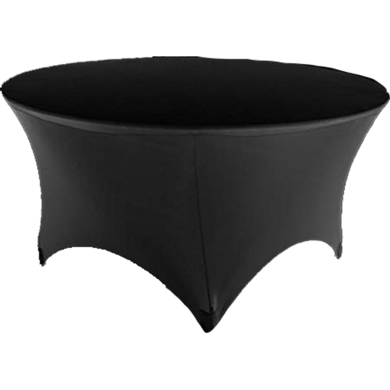 Black elastic cover for round catering table 180cm