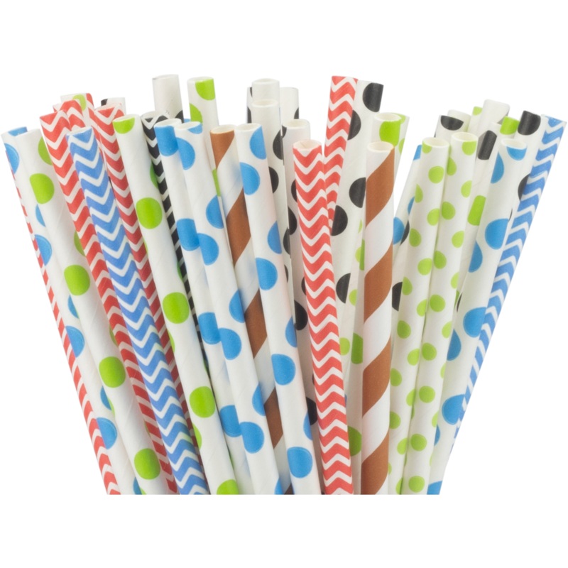 Box of 200 paper straws "Mixed" 0.6x19.6cm