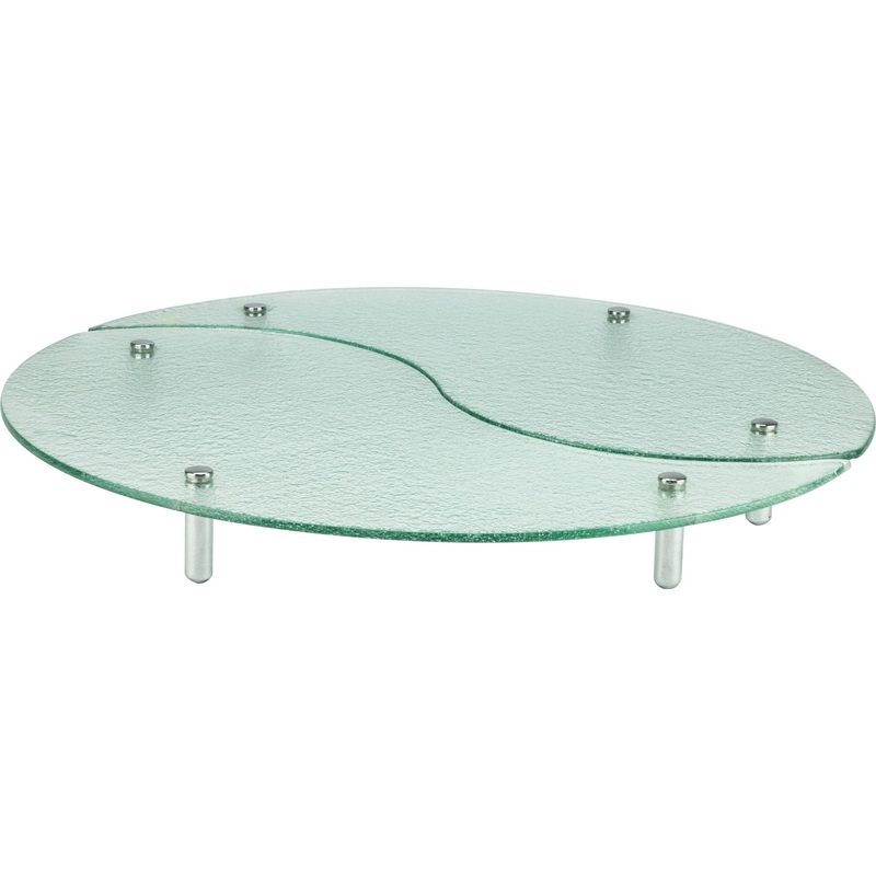 Clear glass buffet stand with chrome legs 75cm