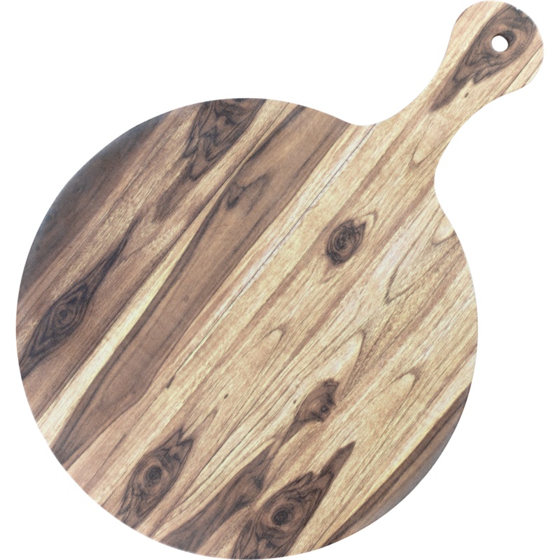Melamine wood effect pizza board with handle 35cm