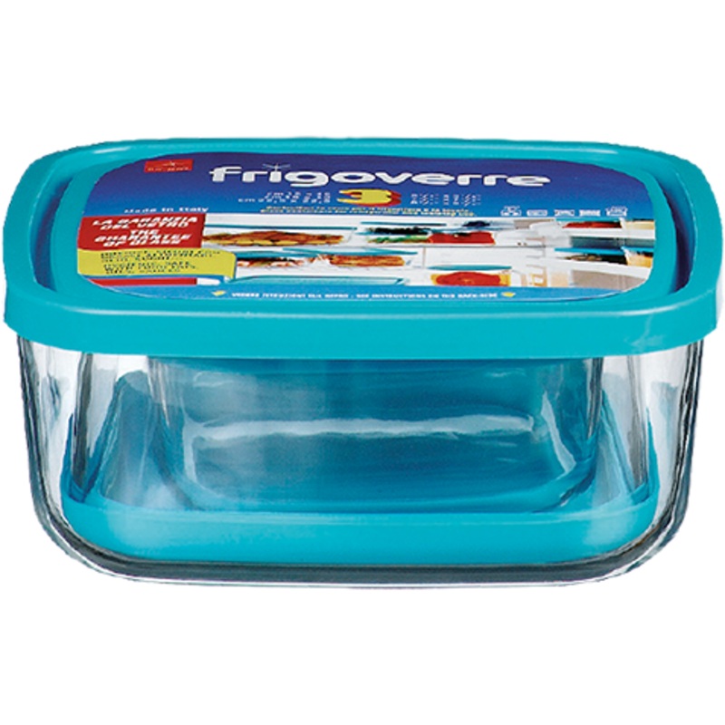 Set of three square glass storage boxes