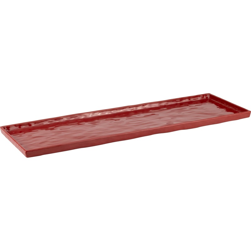 Rectangular melamine tray "Stone effect" red GN 2/4