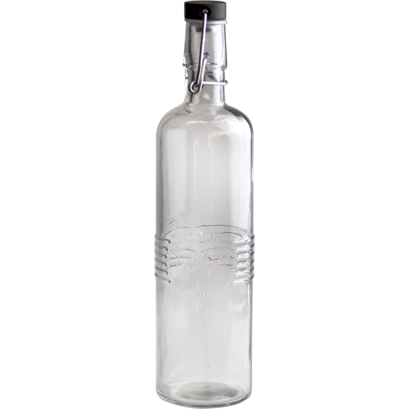 Glass bottle with black swing top lid 750ml