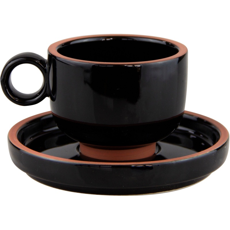 Hella Black cup with saucer 200ml