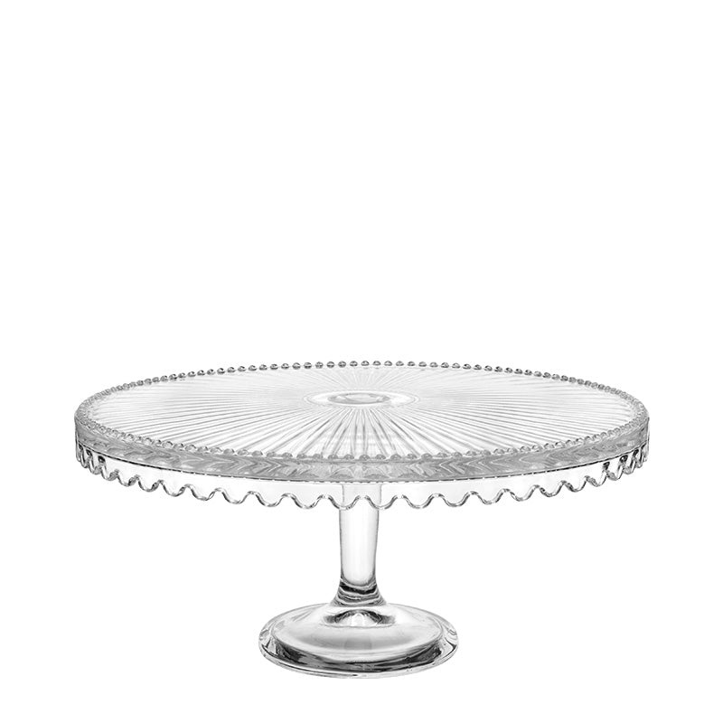 Alira glass cake stand with stem 28x12cm