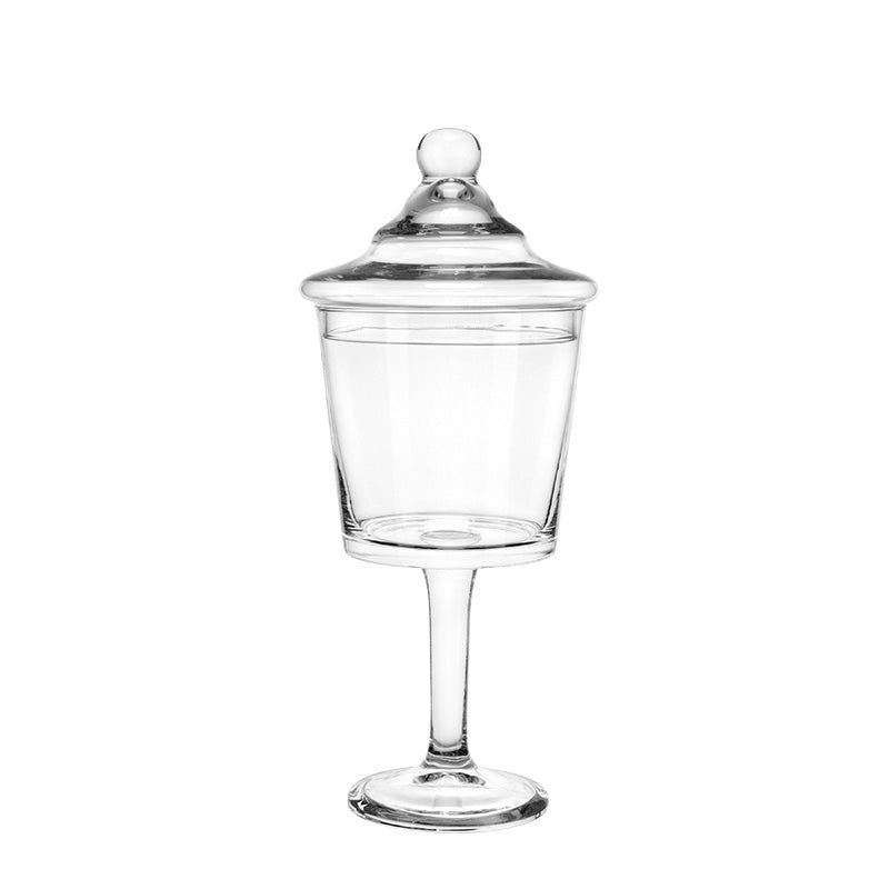 Alira glass display bowl with stem and lid 17x43cm
