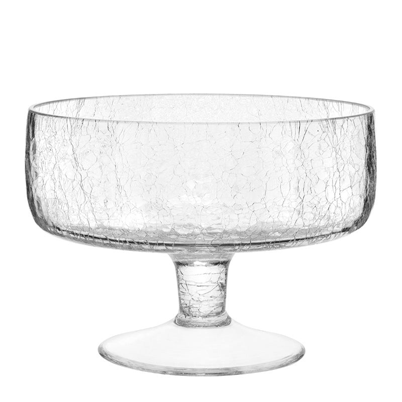 Alira glass presentation bowl with stem "Cracked" 24x16cm