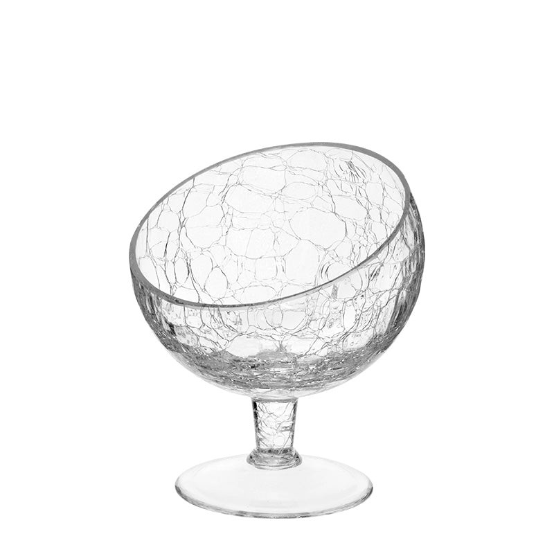 Alira offset glass presentation bowl with stem "Cracked" 14.5cm