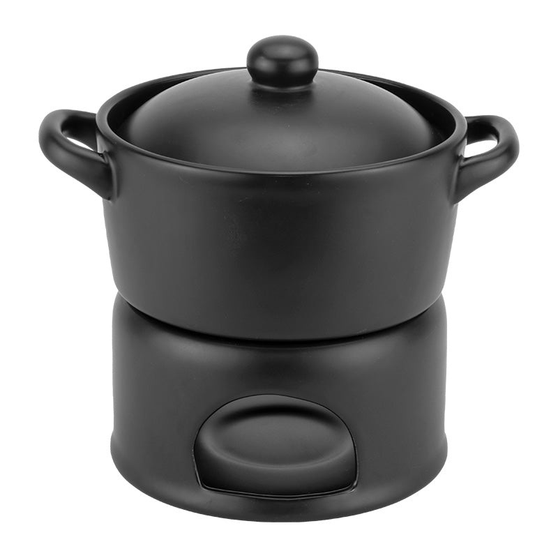 Meteor black fondue pot with stand 460ml