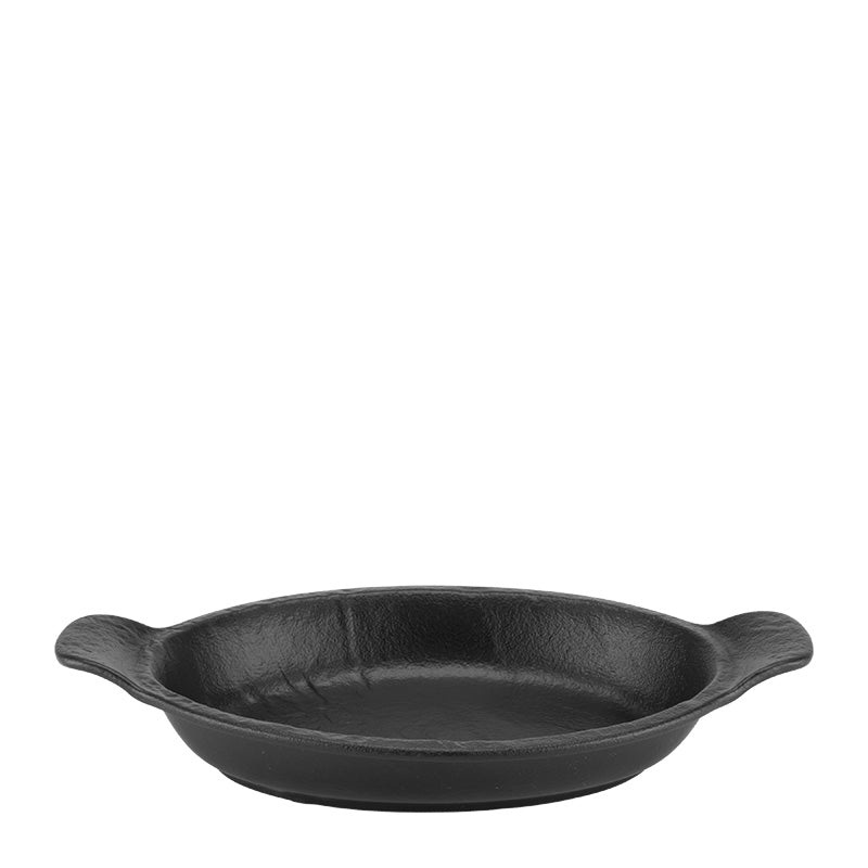 Meteor black ovalpresentation dish with handles 500ml