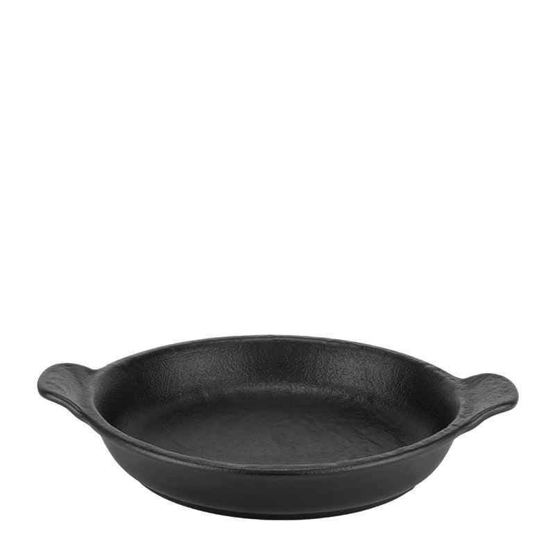 Meteor black round presentation dish with handles 800ml