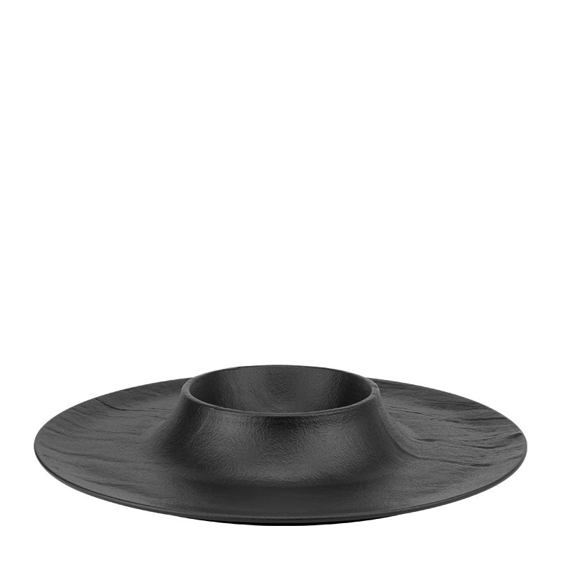 Meteor black round presentation platter