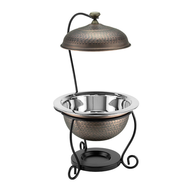 Rustic Round Dome Chafing Dish with Matte Black Base 3 litres