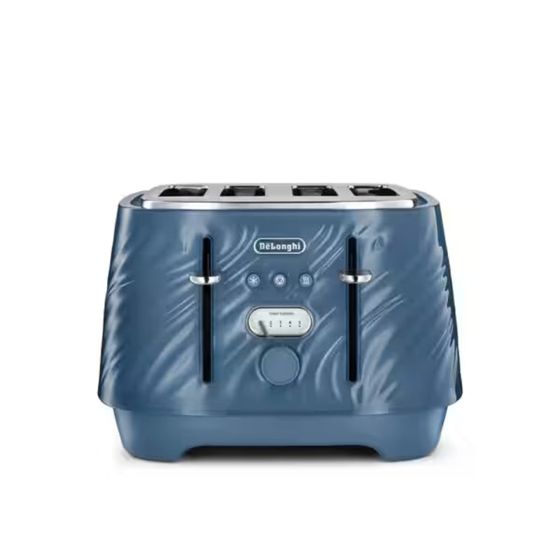 DeLonghi Ballerina Seta Breakfast Set: 4 Slice Toaster - Silk Blue CTDS4003.BL
