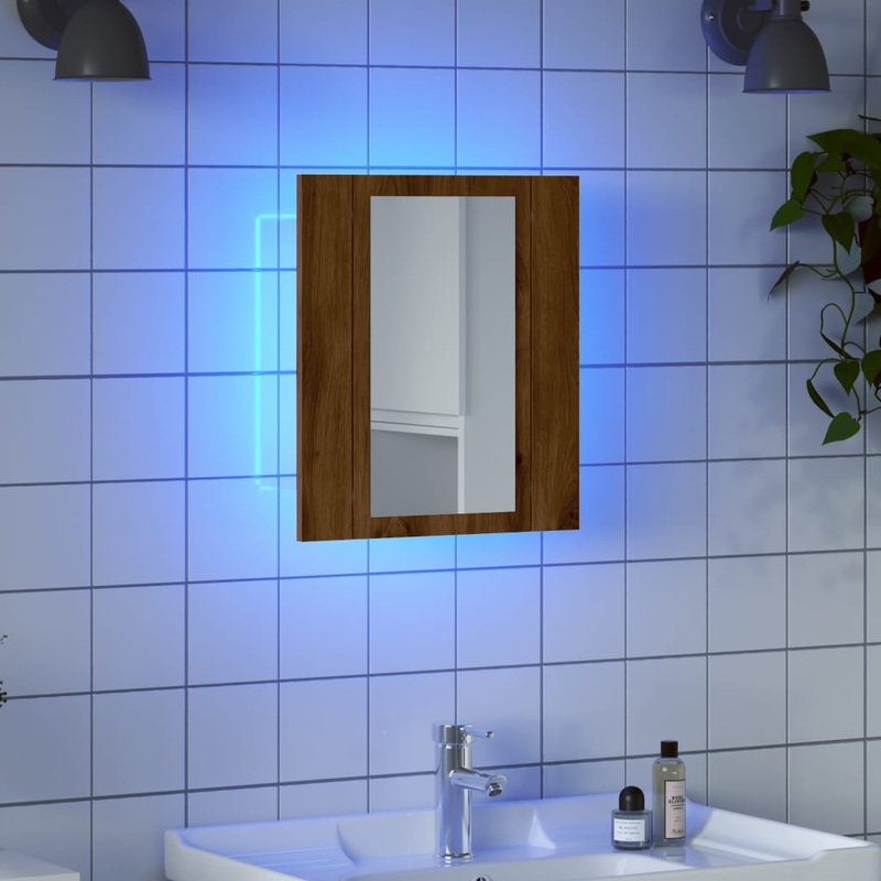 Armoire de salle de bain miroir LED chne artisanal 40x12x45 cm