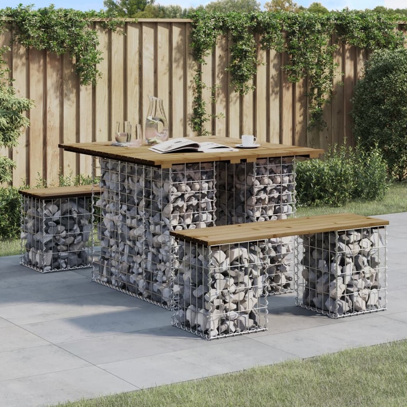 Banc de jardin design gabion 100x102x72 cm bois de pin imprgn