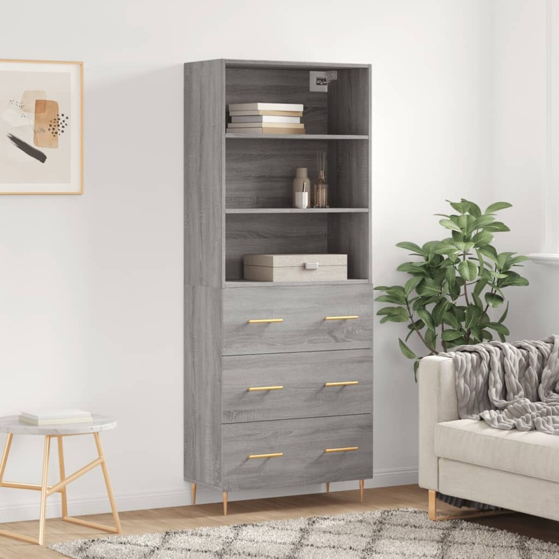 Buffet haut Sonoma gris 69,5x34x180 cm Bois d'ingnierie