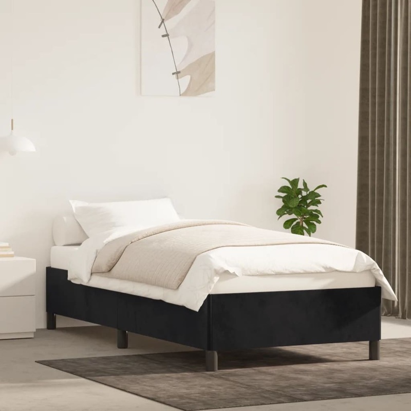 Cadre de lit sans matelas noir 90x190 cm velours