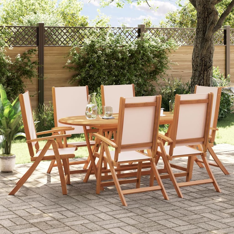 Ensemble  Manger de jardin 7pcs bois d'acacia solide textilne