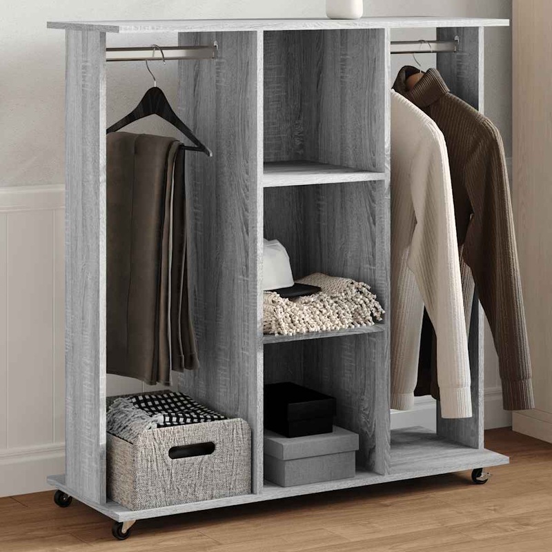 Garde-robe avec roues sonoma gris 102x38x110 cm bois ingnierie