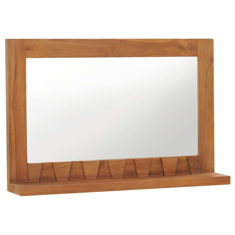 Miroir mural avec tagre 60x12x40 cm Bois de teck massif